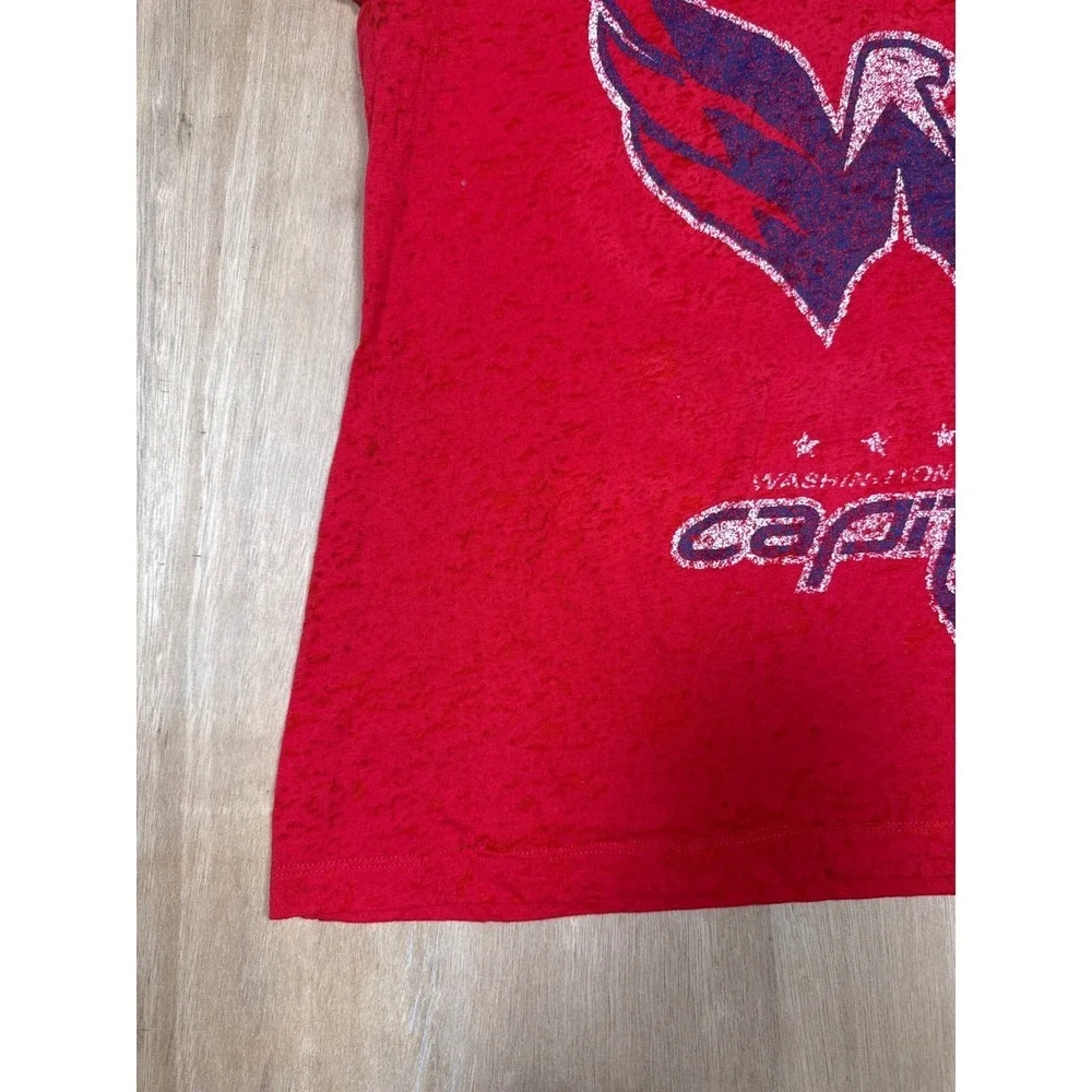 Washington Capitals Womens Red V Neck Glitter Logo T Shirt Pro Size XL - Picture 2 of 10